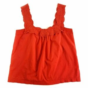 J. Crew Eyelet Lace Tank Top Bright Red
